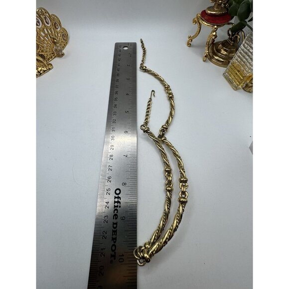 Vintage Gold Tone Three Link Rope Necklace Collar Choker 16 - 18" Nice - Picture 3 of 4